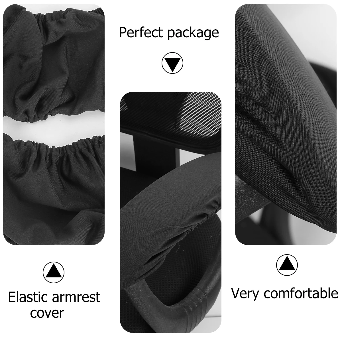 

2pcs Black Chair Handle Covers Fabric Armrest Pads for Office Recliner Sofa Elastic Design Dustproof Anti Slip