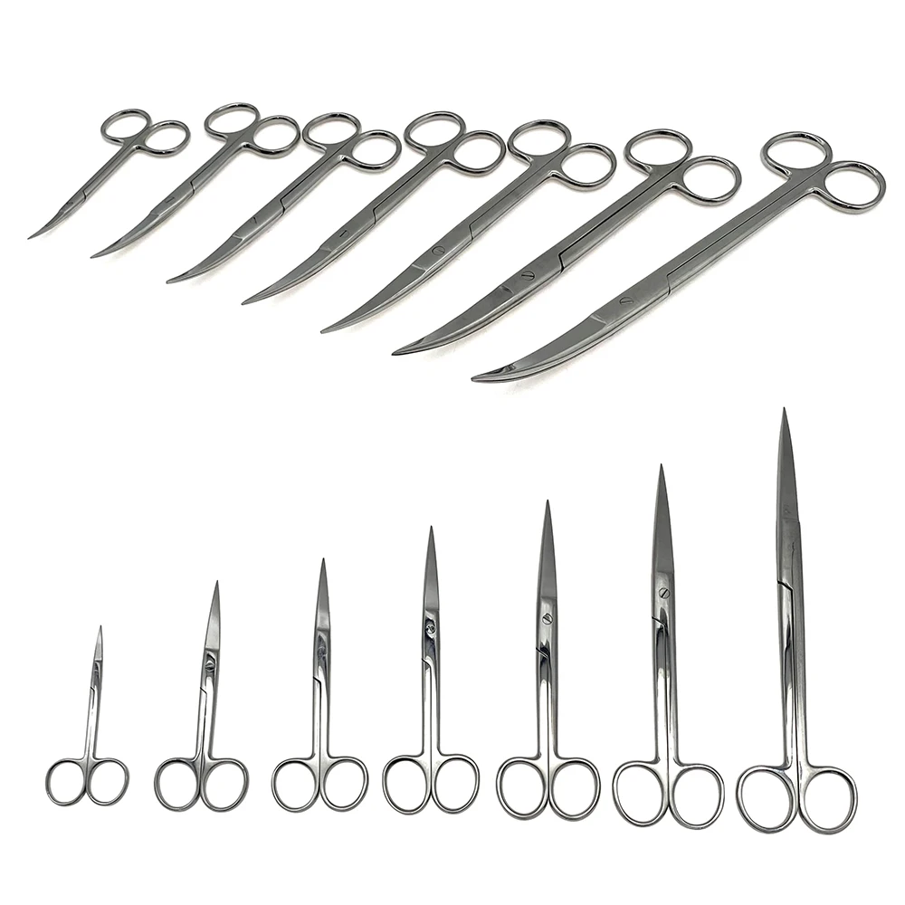 Medical Surgery Surgical Scissors 1pc Ophthalmic Tissue Scissors Suture Removal Straight Curved Sharp Tip 10cm-24cm