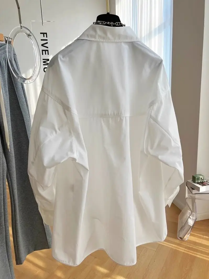 Spring Clothes Loose Long-sleeved White Shirt Women Niche Thin Top