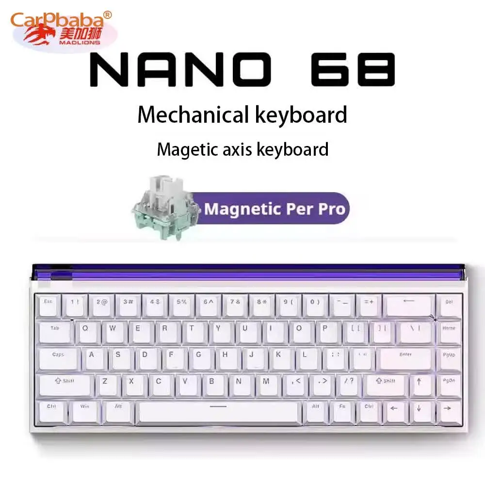 

Механическая клавиатура MADLIONS NANO68 с магнитными переключателями, частота отклика 8k, RT0.01, RGB, проводная игровая клавиатура, настраиваемая для ПК и киберспорта
