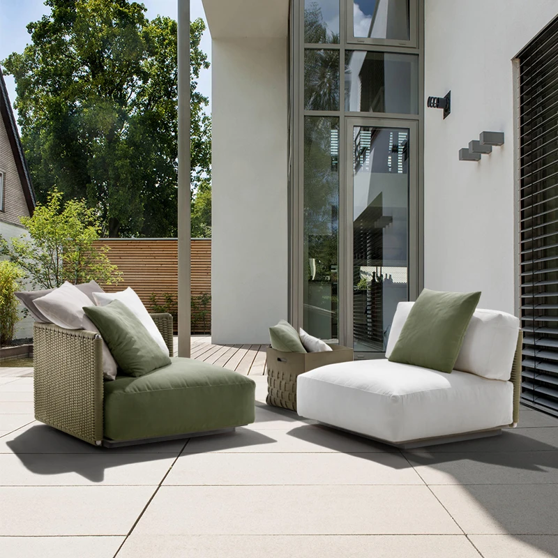 Villa PatioOutdoor Rope Weaving Sofa HotelGarden Waterproof Modern Leisure Aluminum Alloy Coffee Table Furniture
