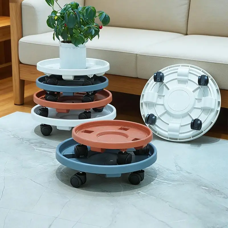 Universal Flower Pot Wheels Round Plastic Tray Heavy Duty Flower Pot Rack Plant Movable Rolling Potted Plant Stand Rollers Gift