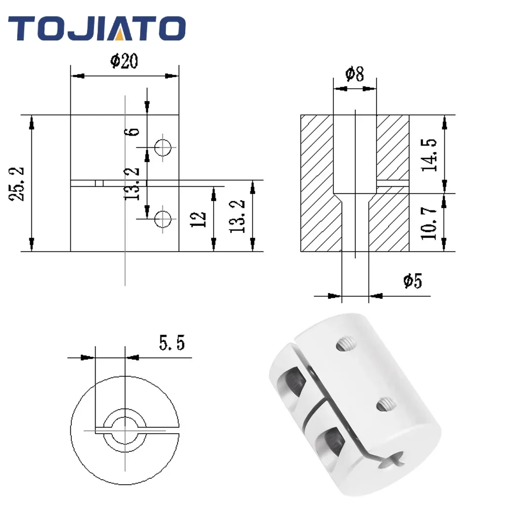 3D Printers Parts High Precision Rigid Coupling Aluminium Coupler D20L25 5x8x25mm For Cr10 Ender-3 Stepper Motor T8 Lead Screw