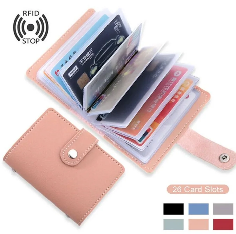 

Anti-Theft Anti-Demagnetizing Bank Credit ID Card Driving License Card Holder 26 Card Slots Pocket Case Purse Wallet Men Female