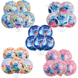 5Pcs Lilo&Stitch 18in Round Ballon Set Party Supplies Kid Birthday DIY Party Decoration Foil Inflate  Helium Globos Scene Layout