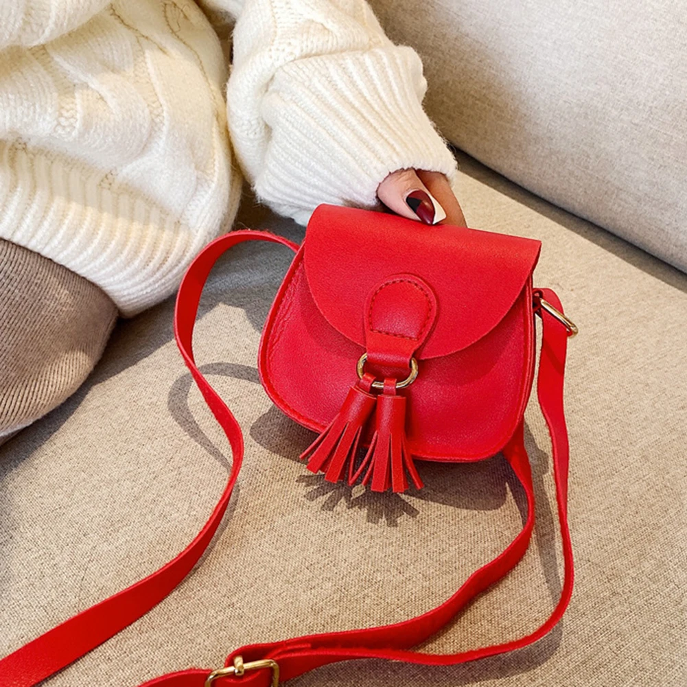 New Cute Children Shoulder Bag Mini Size PU Leather Kids Coin Purse Tassels Adjustable Princess Messenger Bag Princess Theme