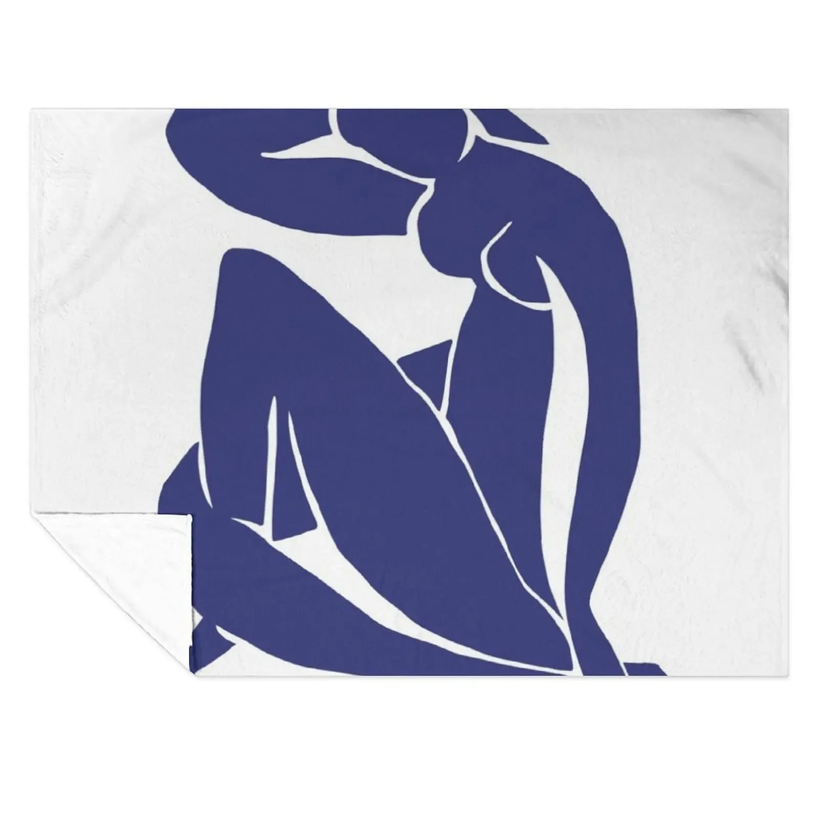 

Matisse Cut Out Figure #2 Blue Throw Blanket Bed linens Soft Big Summer Hairys Blankets