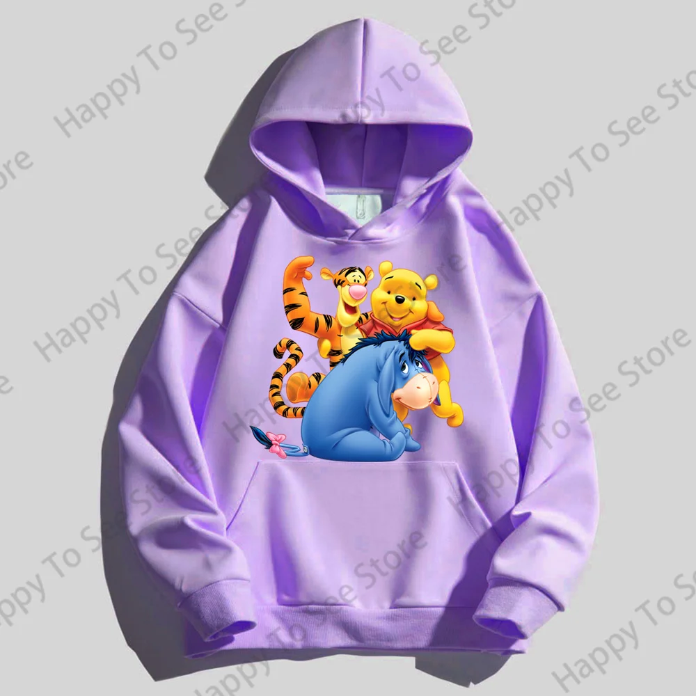 Disney Winnie The Pooh Cartoon Sweatshirts Women\'s Autumn Pullover Winnie The Pooh Tigger Long Sleeve Loose And Comfortable Tops