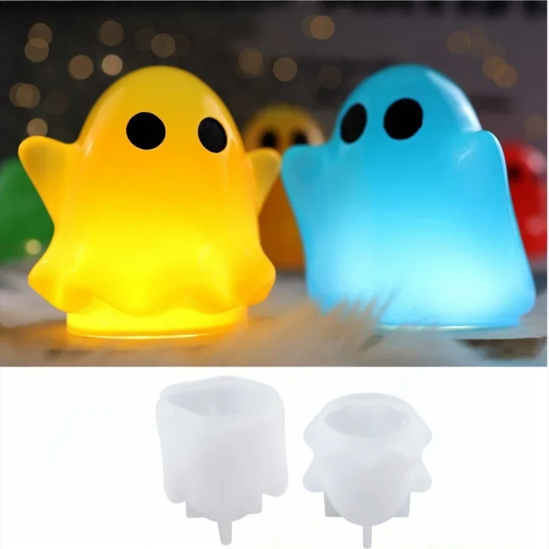 

Crystal Epoxy Resin Halloween Dress Up Atmosphere Light DIY Ghost Shape Silicone Mold Party Atmosphere Mold Bedside Cute Decorat