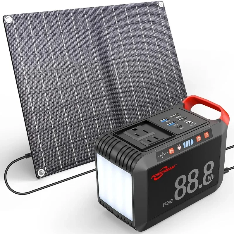 

POWSTREAM-Solar-Generator-88.8Wh-Portable-Power-Station-with-Solar-Panel-Included - Lithium Ion Battery Power Bank