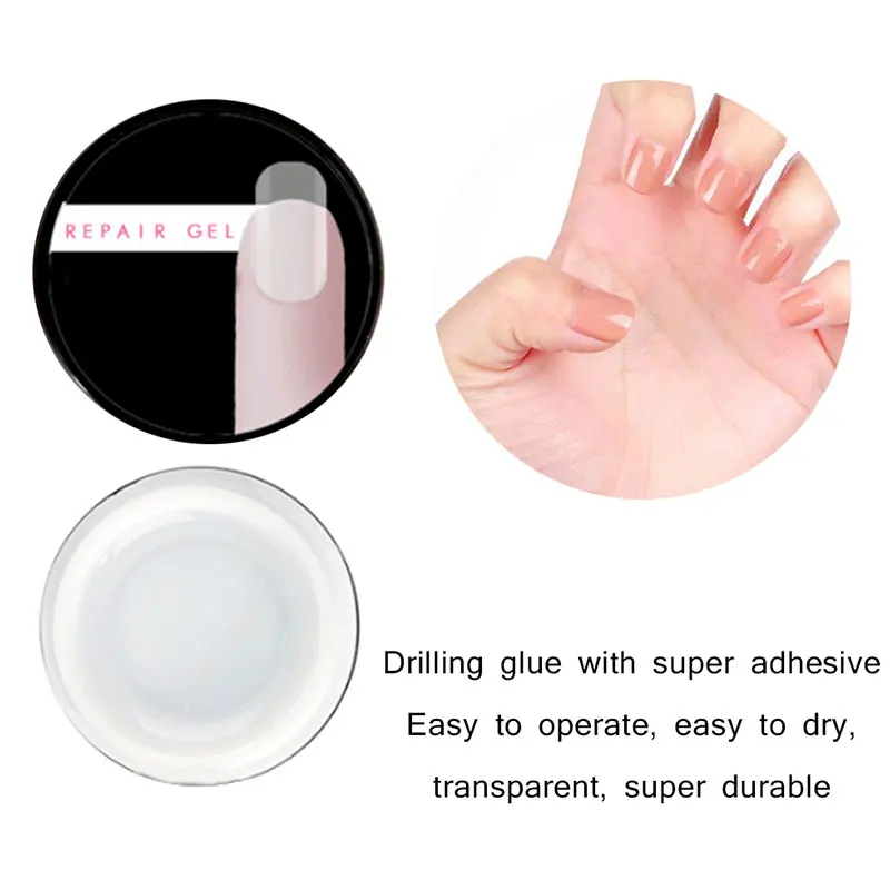 Riparazione unghie screpolate Gel di estensione Cura delle unghie Innocuo per la riparazione delle unghie Unghie rotte Adatto per unghie in gel UV Strumenti per manicure TSLM1