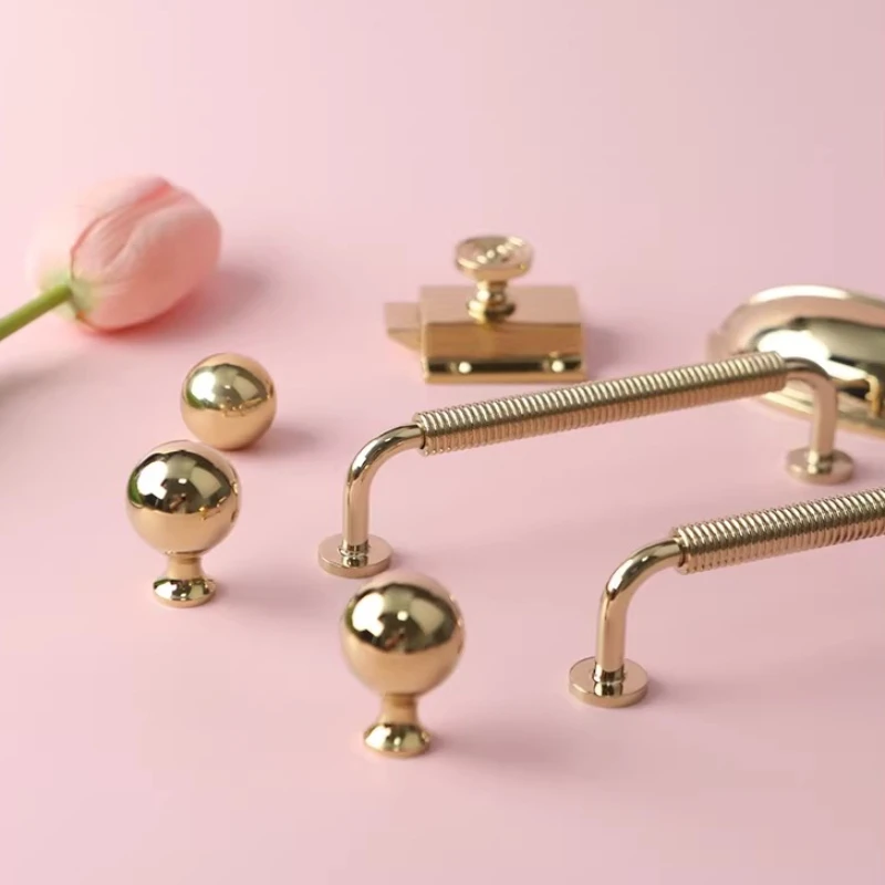 Hardware Funiture Dresser Drawer Appliance Gold Handle Hemp Rope Shape Brass Cabinet Handles Bedroom Kitchen Pull T-bar Knobs