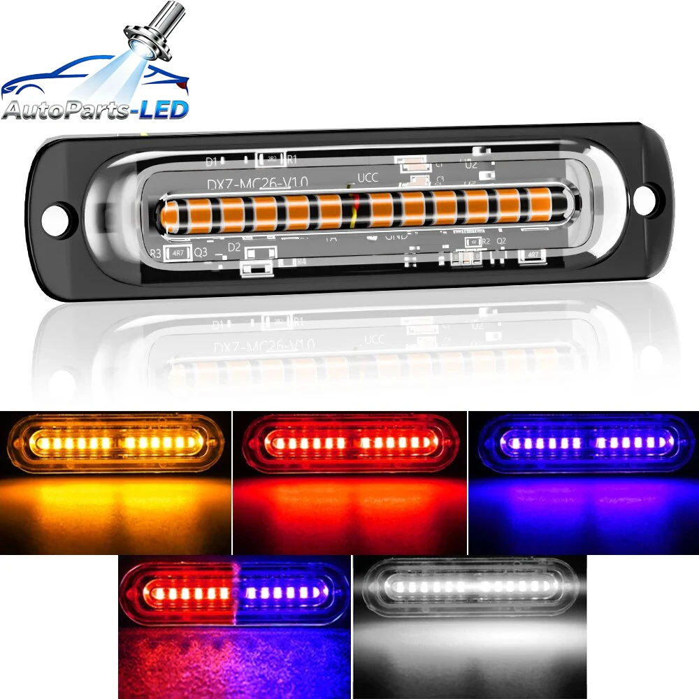 

4pcs 12Led Car Strobe Flash Warning Light LED Emergency Light, Strobe Truck Pickup Side Light,Amber White 12-24V Lighting