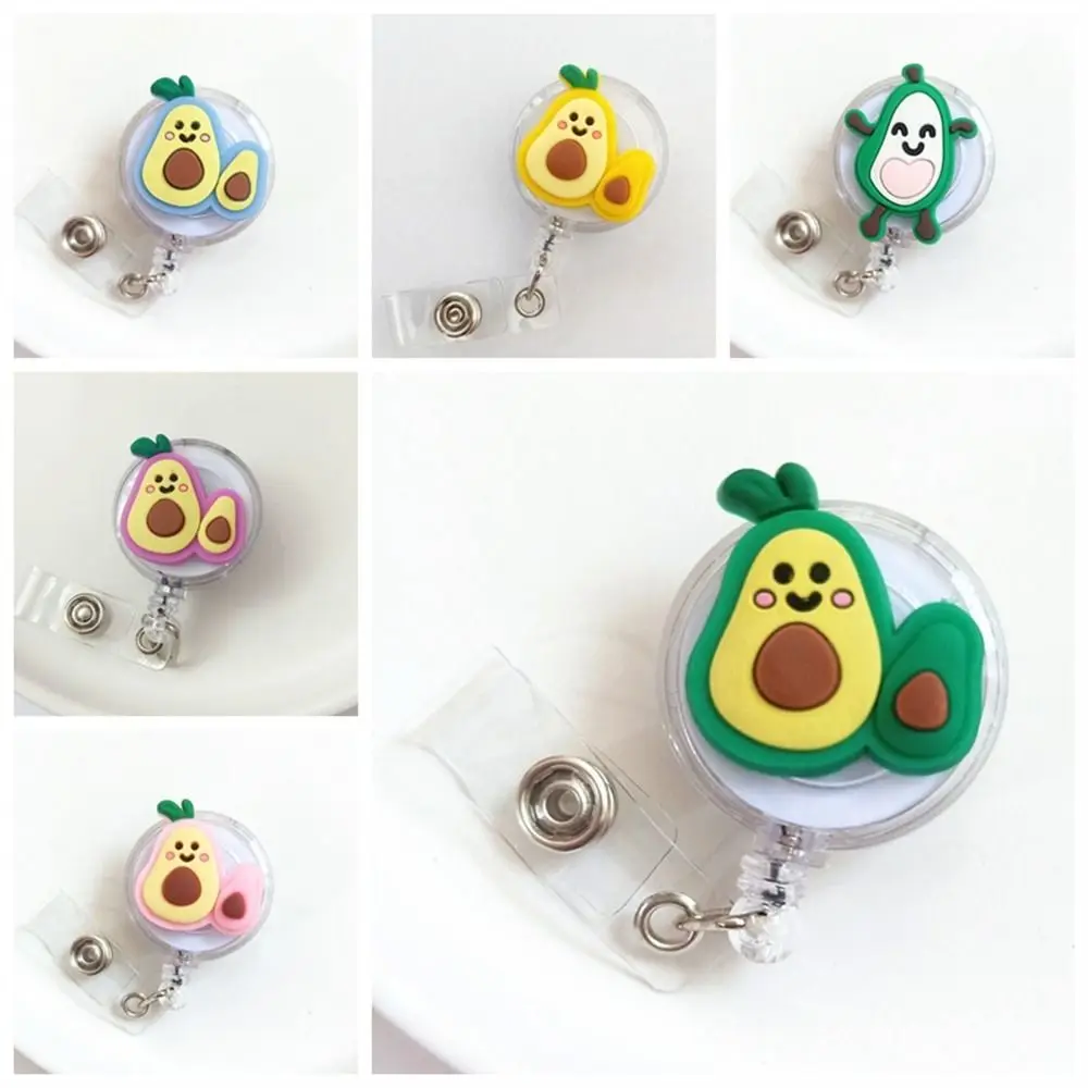 

Silicone Fruits Badge Holder Avocado Easy Pull Buckle Cartoon Nurse Badge Reel Name Tag Chest Card Retractable Badge Holder
