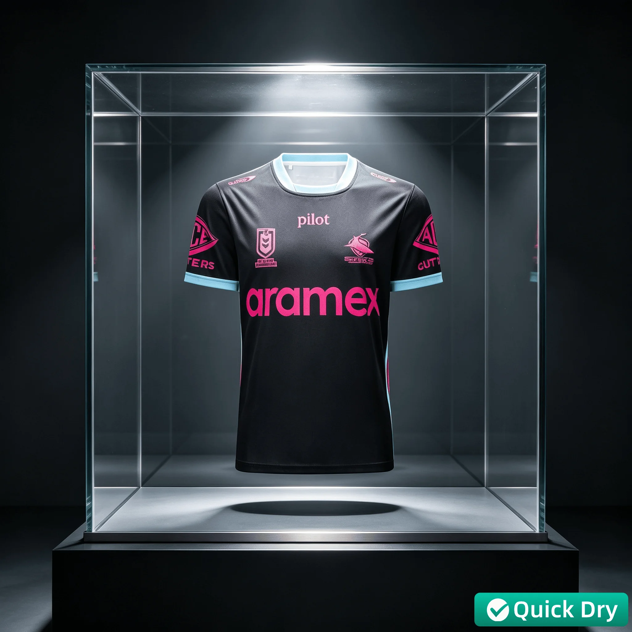 26 Cronulla Sharks Aramex Pilot Classic Crew Neck Rugby Jersey Family Matching Y2K T-shirt Suitable for Daily and Training Wear