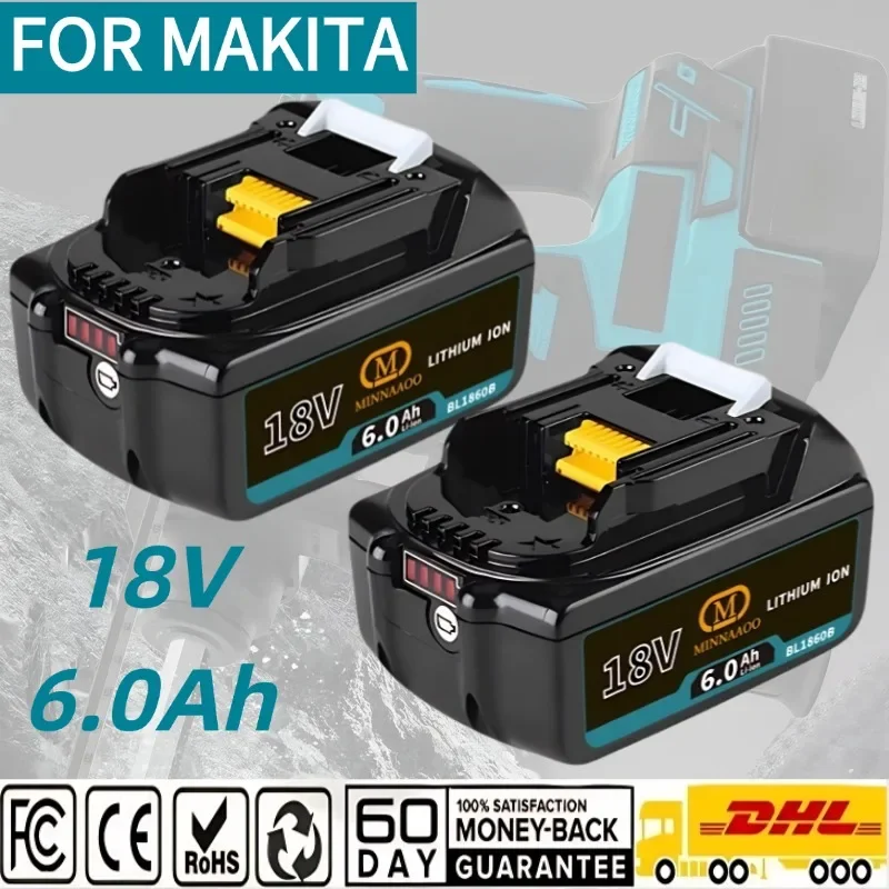 

For Makita battery, rechargeable 18V6.0Ah lithium batteryFor Makita 18V BL1840, BL1830, BL1850, BL1850B original tool battery