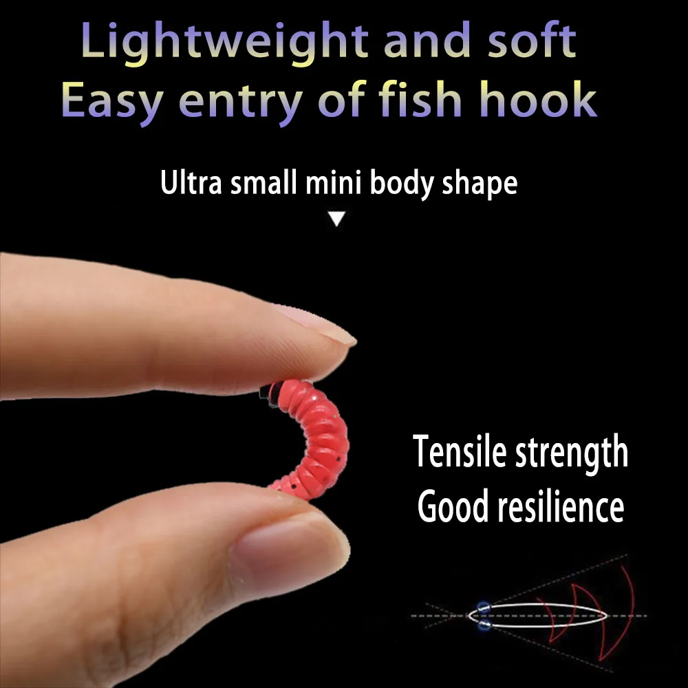 125Pcs/Box Earthworm Fishing Bait 5 Color Soft Plastic Maggot