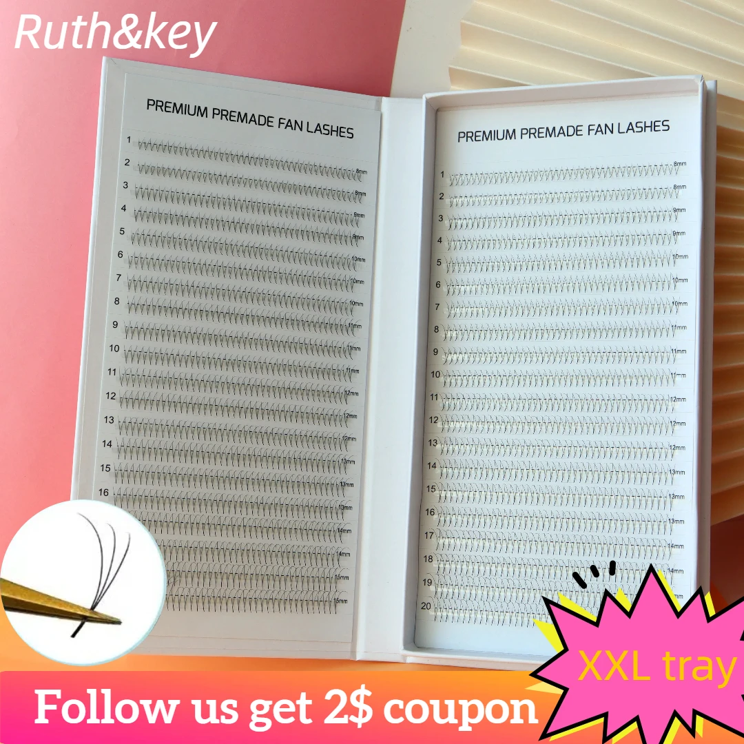 40Row 2D 3D 1600 Fans Pre Made XXL Tray 0.07 0.10 Promade  Russian Volume Sharp Base  False Eyelash Extension For Beauty Makeup