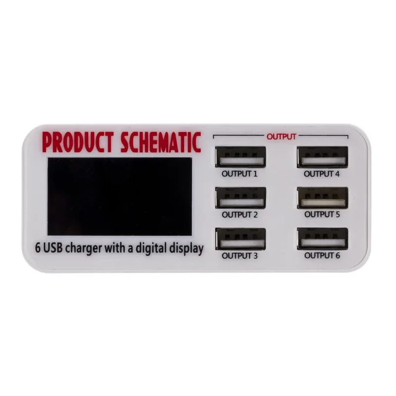 6-port USB Smart Digital Universal Automatic Identification Charger Independent LCD Display Mobile Phone Charger
