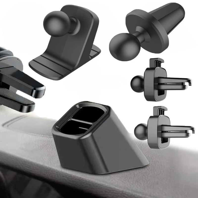 Base de Suporte para Celular Automotivo com Cabeça Esférica de 17mm, Ventosa Antiderrapante para Painel e Clipe para Saída de Ar - Acessórios Automoti