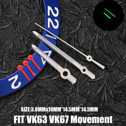 VK63 Hands Watch Hands for VK61 VK63 VK64 VK67 VK68 VK83 TMI Movement Pointer VK Series Hands 4MM*4MM*4MM*9.5MM*13.5MM*13.5MM