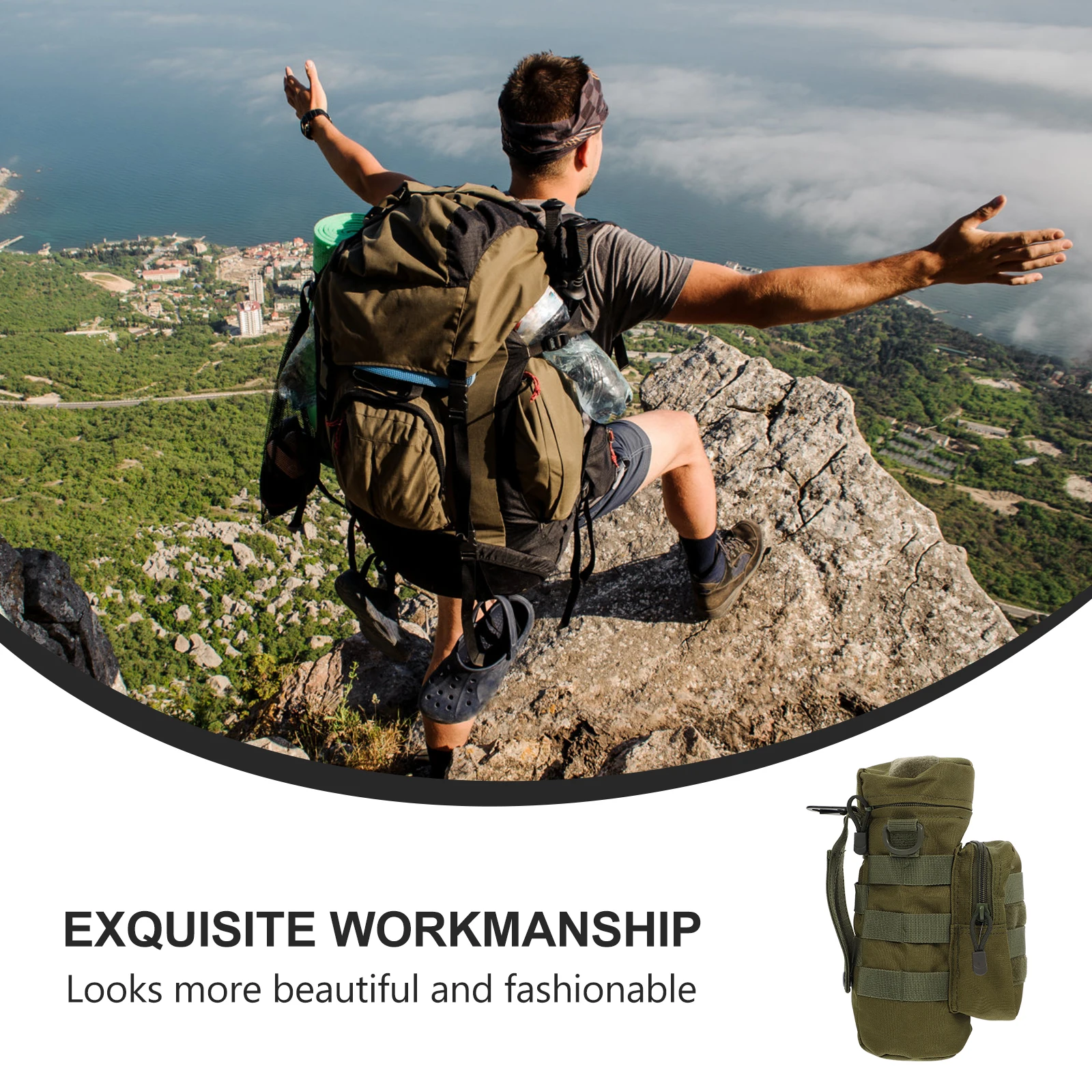 

1Pcs Outdoor Water Bottle Bag Heat Retaining Waterproof Non-Skid Durable Portable Bottle Carrier Adjustable Strap for Hiking