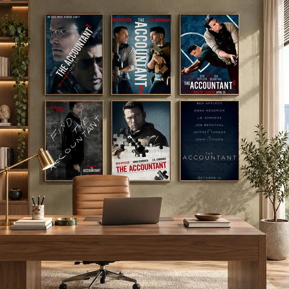 The Accountant Action Thriller Movie Poster Self-Adhesive PP Paper HD Wall Decal for Study Living Room Garage DIY Gift