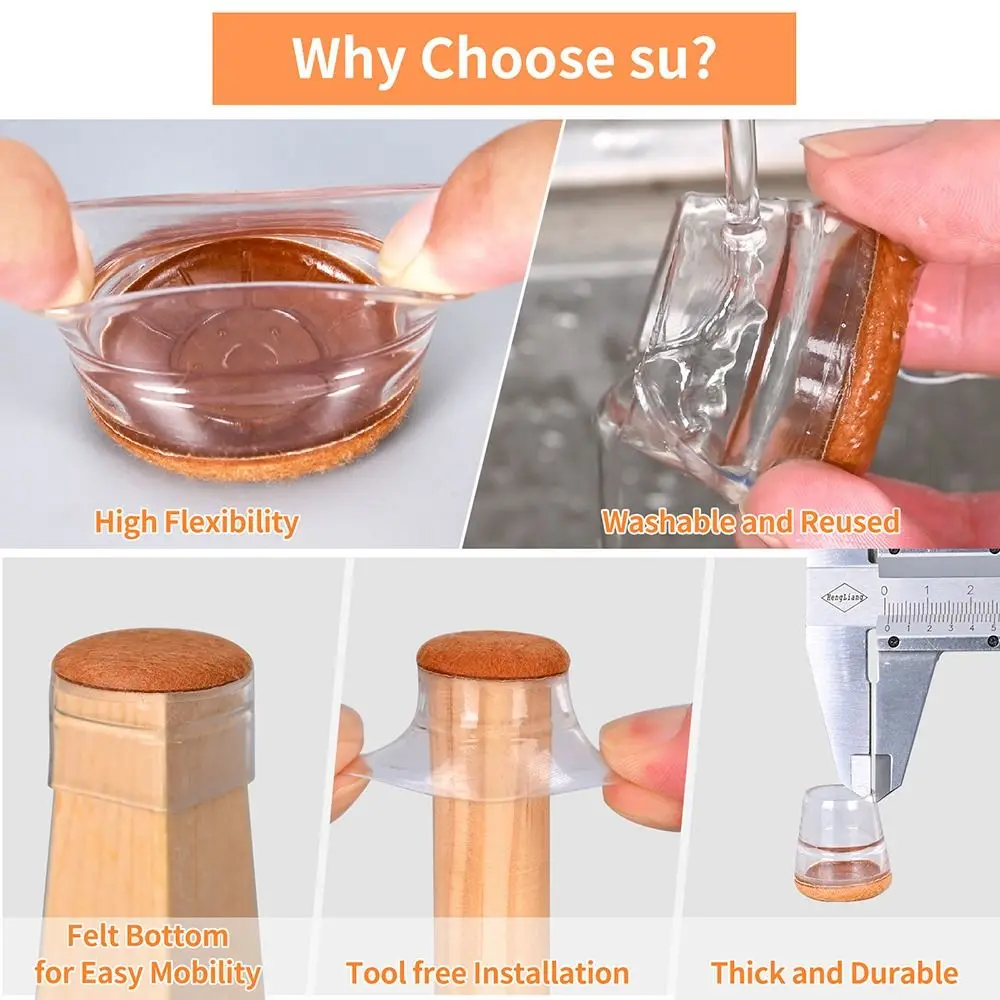 

1/4Pcs Floor Protective Cover Chair Foot Cover PVC Sofa Table Accessories Chair Leg Protectors Transparent Non-Slip