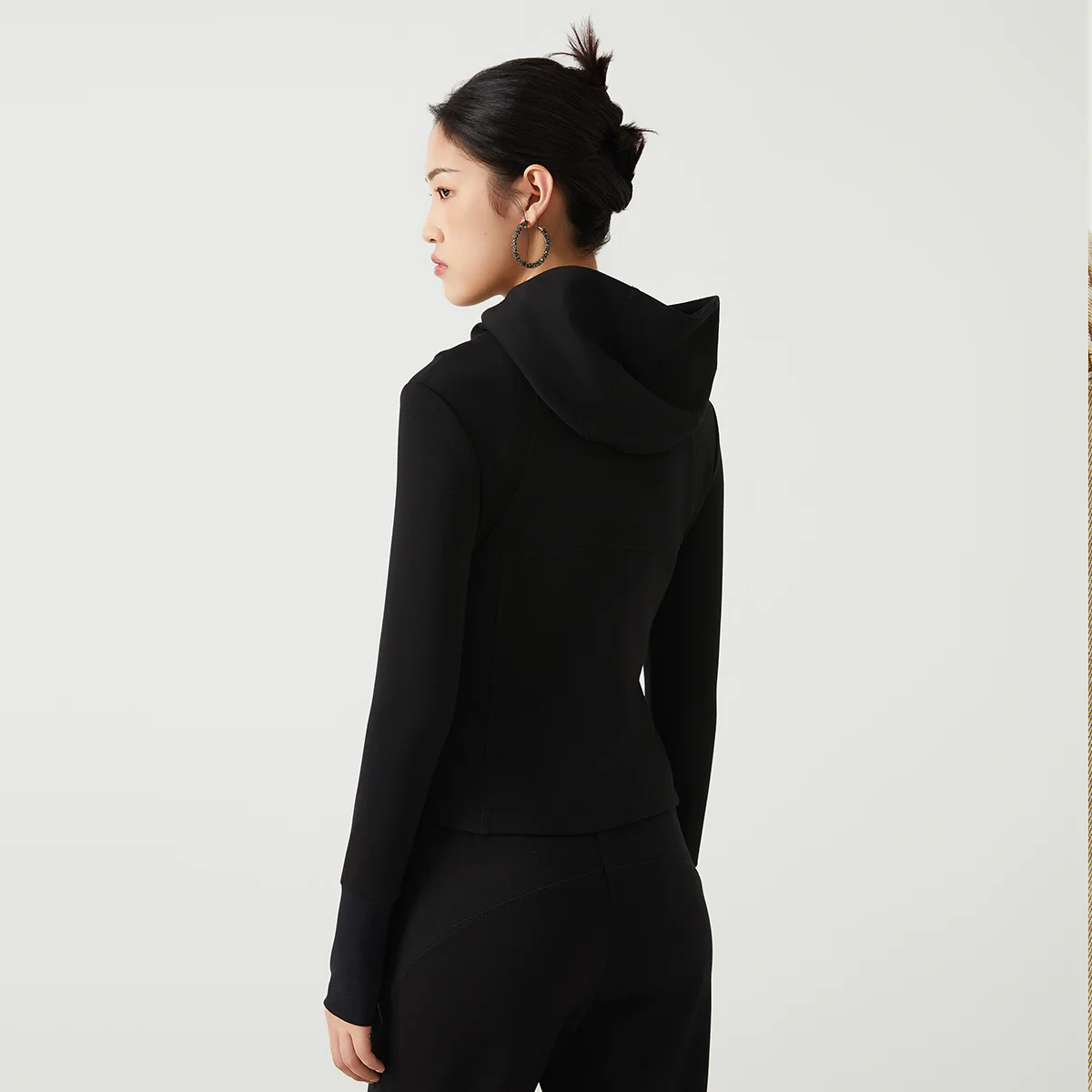 K2529L 80% long-staple cotton zipper hooded long sleeve sweatshirt jacket autumn and winter new high quality women\'s clothing