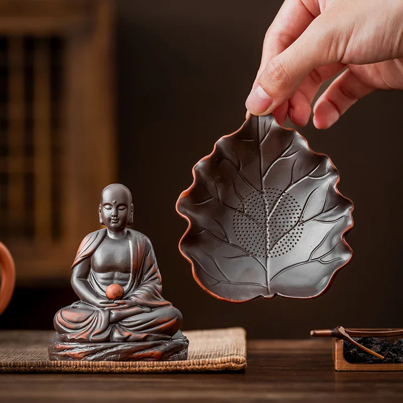 Purple Clay Buddha Statue Integrated Tea Strainer Filter Tea Table Kung Fu Tea Set Accessories Exquisite Can Nourish