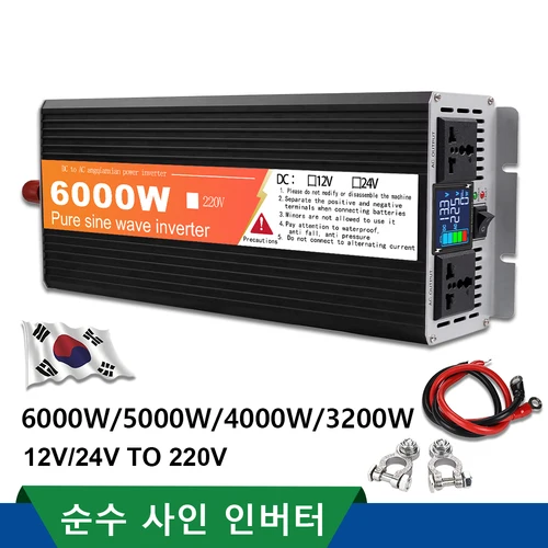 LCD 디스플레이 컨버터 포함 순수 사인파 인버터, 태양광 자동차 인버터, DC 12V-AC 220V 60Hz 전력, 6000W, 5000W, 4000W, 3200W