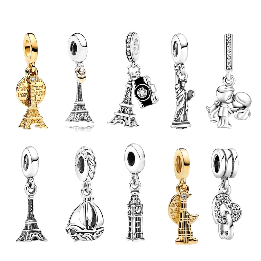 

New Multiple Series Paris Eiffel Tower & Guardian Angel Charm Bead Trinket Dangle Fit Original Silver 925 Bracelet Women Jewelry