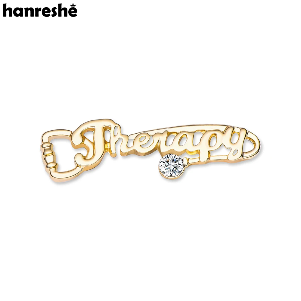 Hanreshe Stethoscope Crystal Therapist Brooch Psychology Lapel Backpack Metal Badge Pins Medical Jewelry Gift for Doctors Nurses