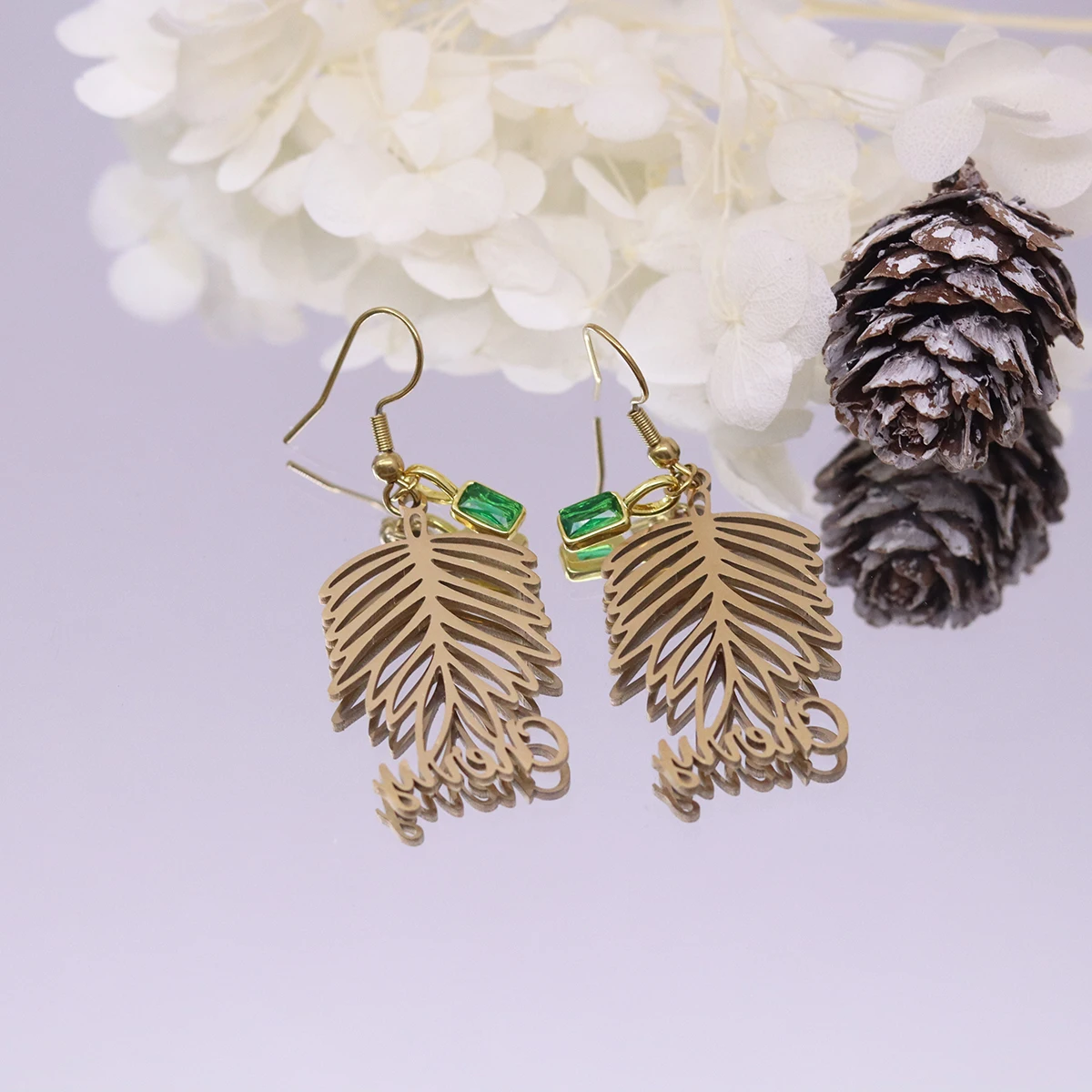 Todorova Custom Name Tropical Palm Tree Leaf Earrings Stainless Steel Bohemian Hollow Plant Drop Earrings Beach Brincos - view 3