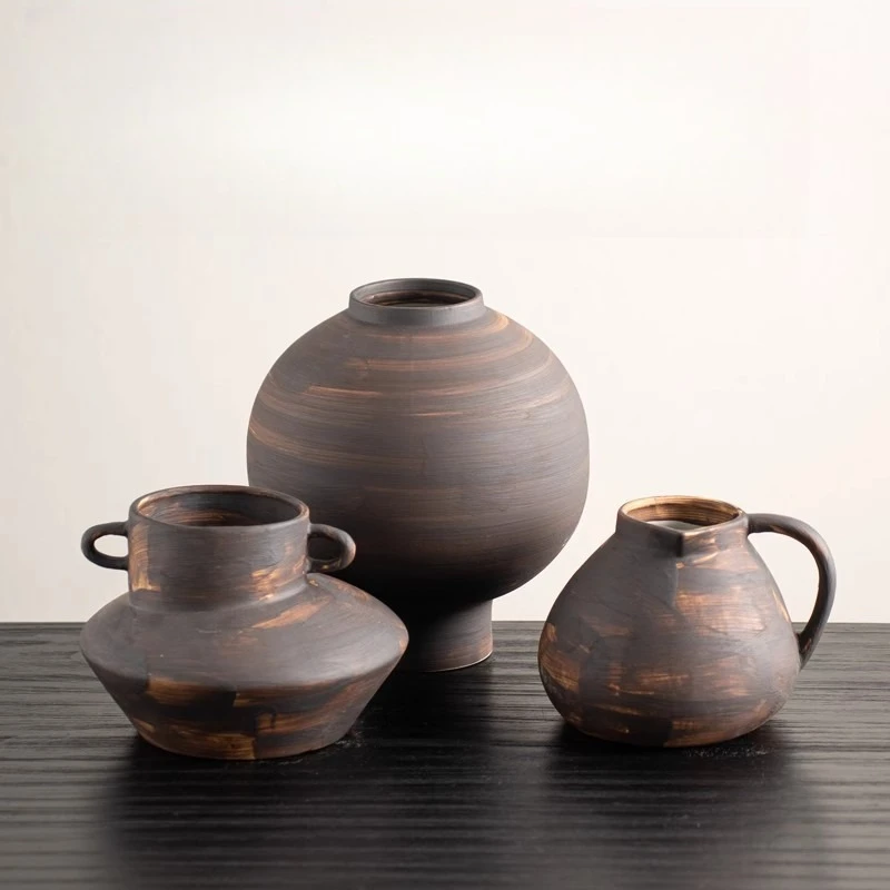 Medieval ceramic jars, vases, Japanese tea room ornaments, home furnishings, wabi sabi, old-fashioned decorations