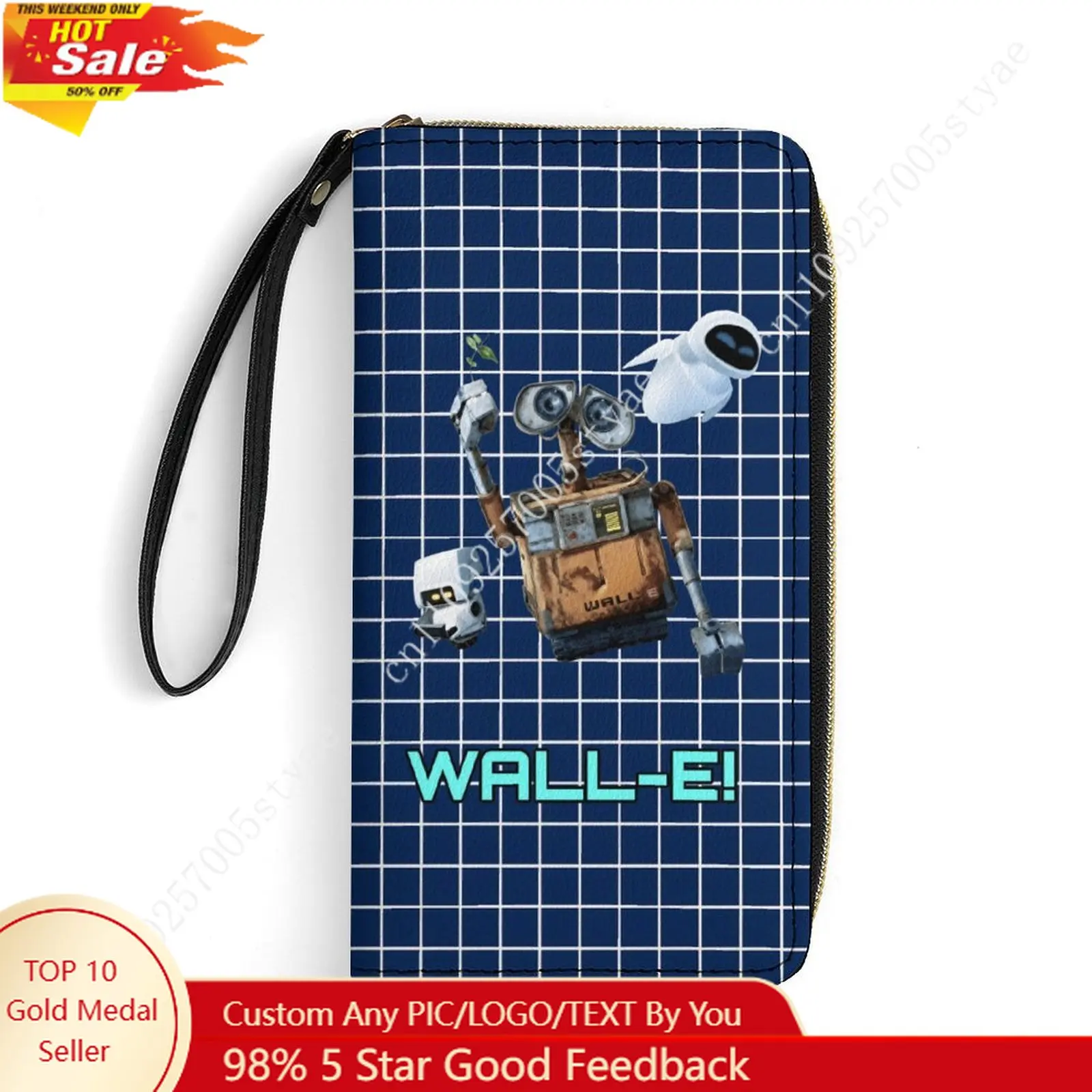

WALL-E Leather Wallet Disney Licensed Custom Personalized Design Your Pattern Portable Purse Double Sided Print Cosplay