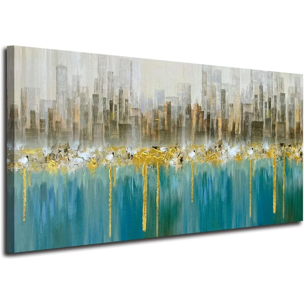 

Abstract Cityscape Canvas Wall Art Modern Large Size 40"x20" Picture Artwork Framed for Living Room Bedroom Office Wall Decor