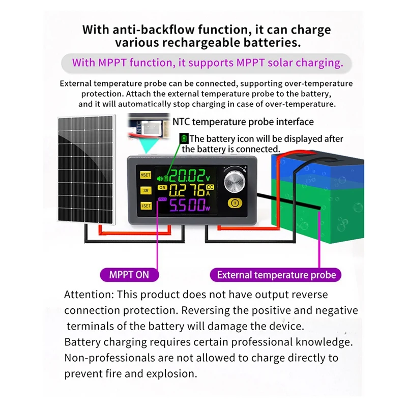 AT82-WIFI SK150 CNC Step-Up/Step-Down DC Adjustable Voltage Regulated Power Supply Solar Charging Module 7A/150W WFPOW Module