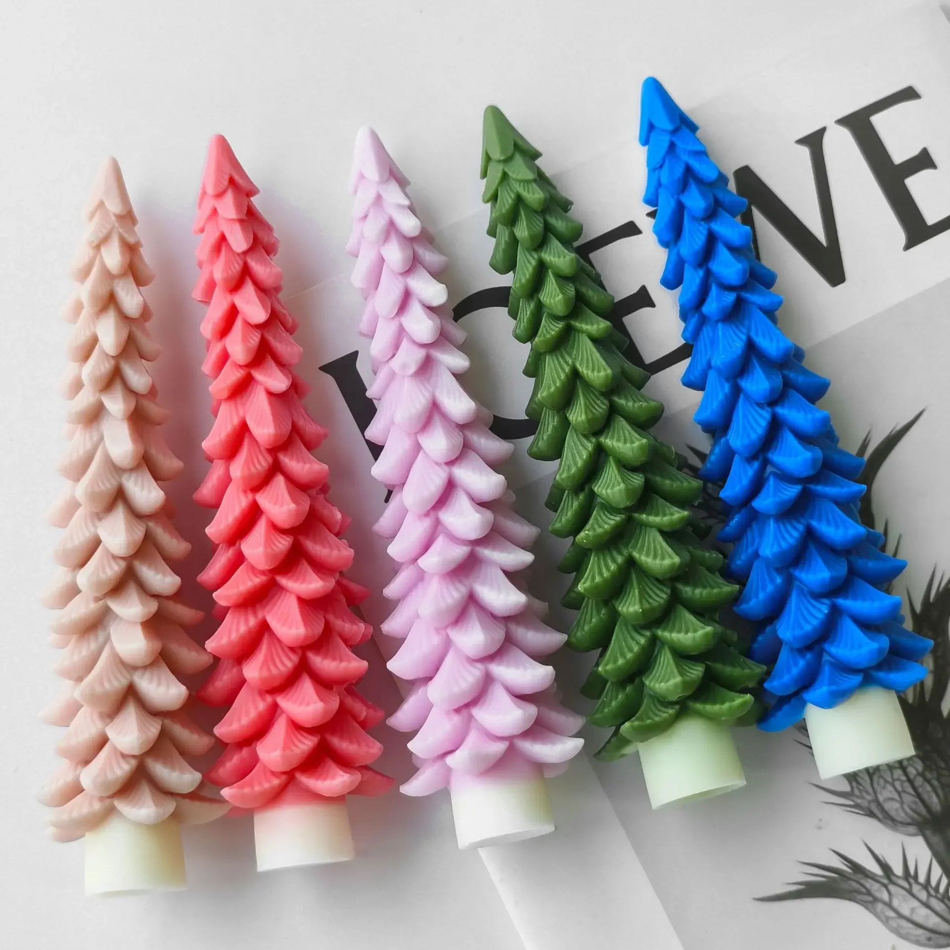 Christmas tree silicone candle mold handmade aromatherapy fir tree plaster resin mold long candle tree candle making material