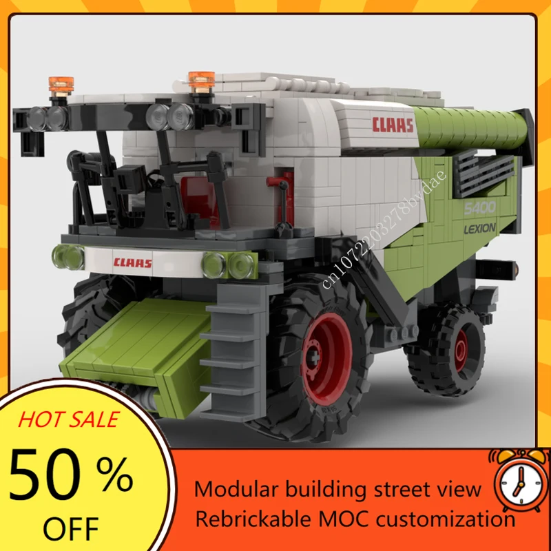 Moc-city claas lexion 8900-5300,モデル,ビルディングブロック,技術ブロック,創造的な組み立て,DIY,子供のおもちゃ,クリスマスプレゼント,1218個