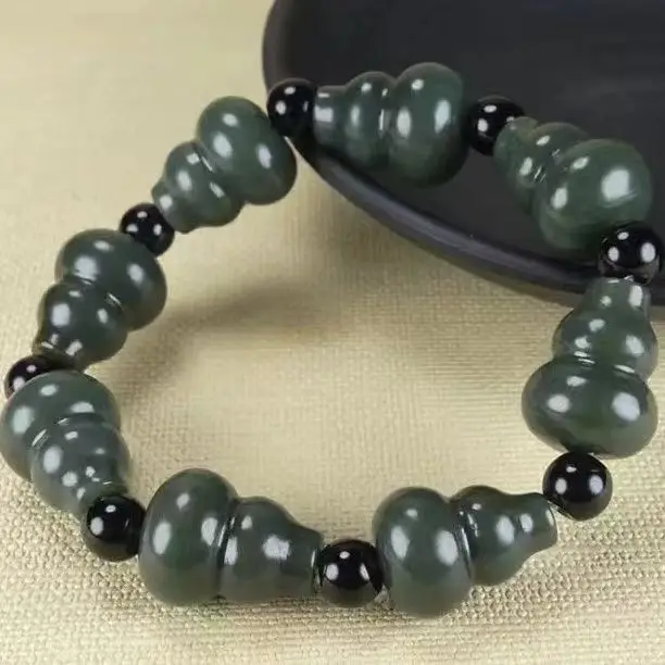 

Hetian jade bracelet, sapphire gourd bracelet, men's and women's Fulu Gaosheng tower green fine material