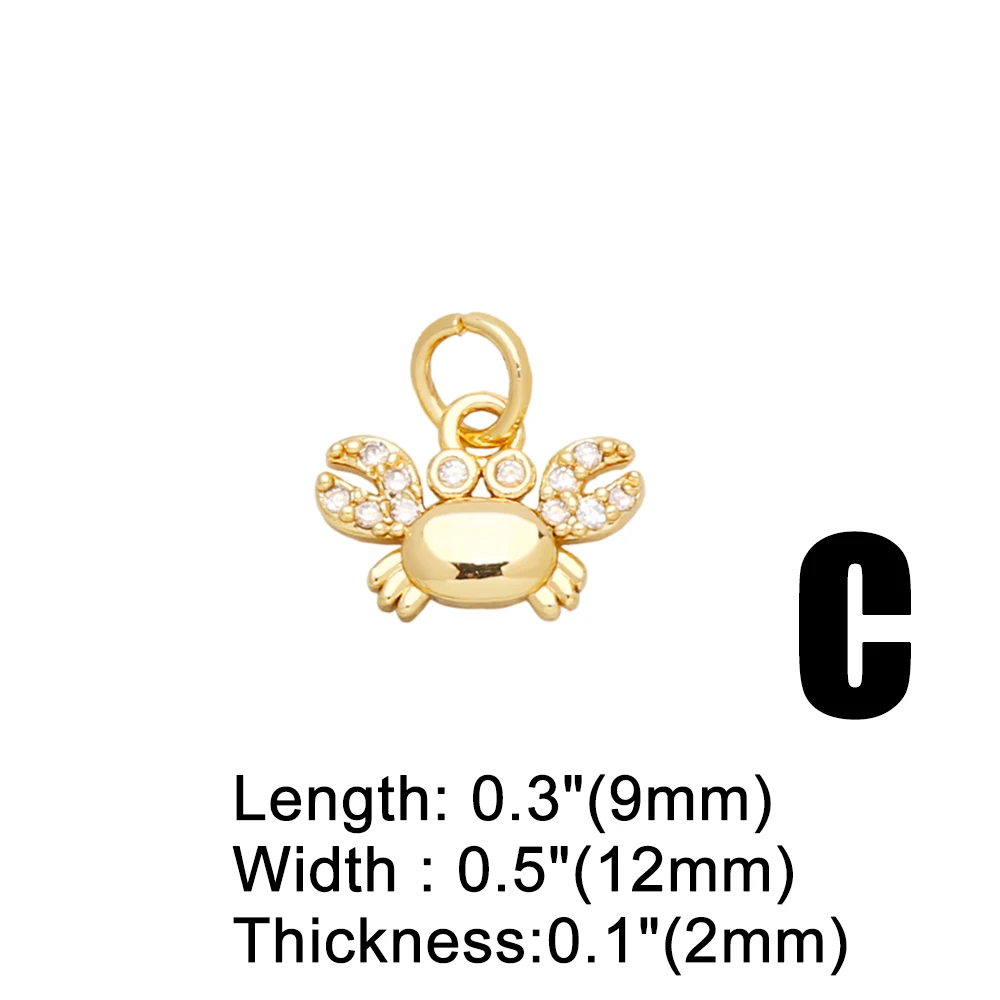 OCESRIO Crystal Small Fish Charms for Bracelet Copper Gold Plated Turtle Octopus Handmade Jewelry Making Supplies DIY chma217