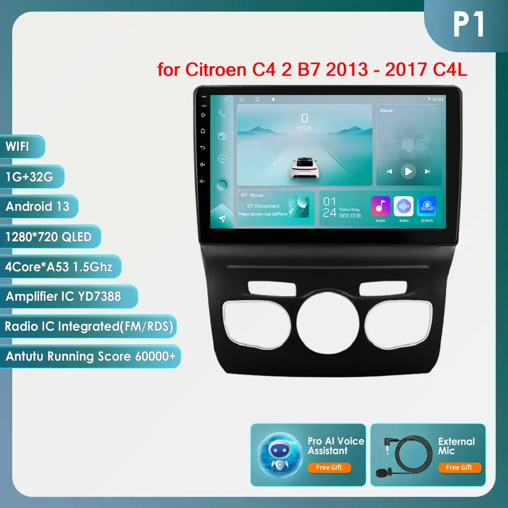 Hizpo Ai Draadloze Carplay Radio Android Scherm Voor Citroen C4 C4l Ds4 2013 - 2017 Multimedia-Ontvanger Auto Wifi Gps Head Unit Bt