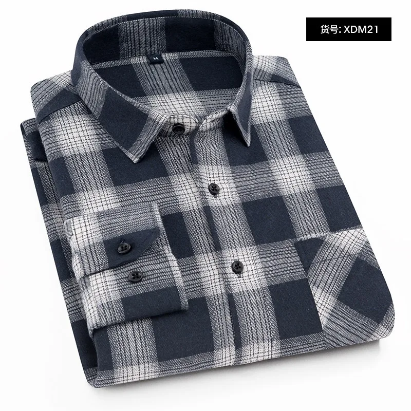 New men's long sleeve shirt ground wool plaid casual comfortable soft spring and autumn trend street everything high quality