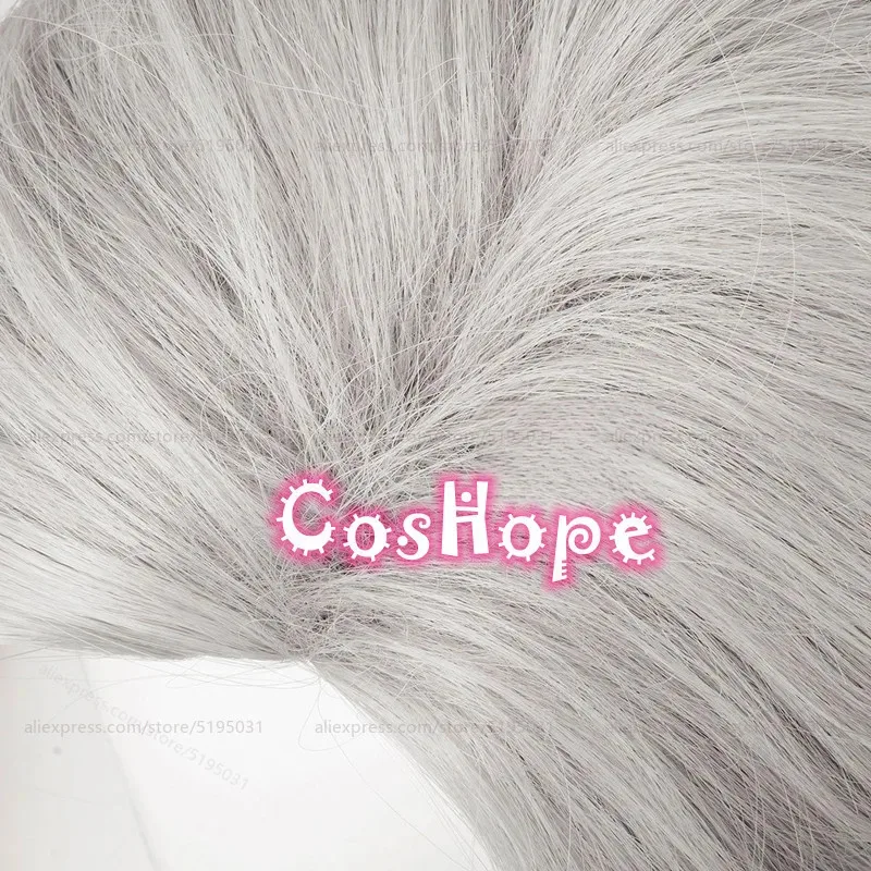 Sylus-Peluca de Cosplay de 38cm, peluca corta gris, pelucas de Cosplay de Anime, pelucas sintéticas resistentes al calor