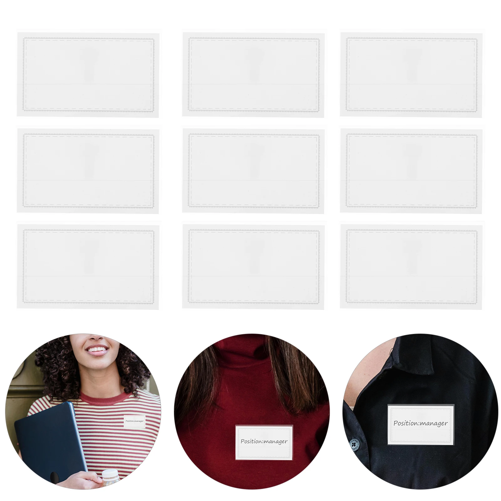 

50 pcs Clear Holder With Pins Name Tags Id Card Protector Transparent Pass Card Covers Reusable Office School Factory