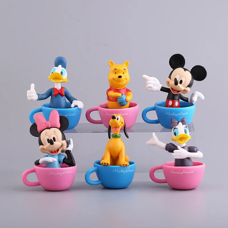 

Disney 6-Pack Mickey Minnie Figurine, Donald Duck with Cup Collectible Model, Decor Ornament, Kids Cartoon Fans Must-Have Gift