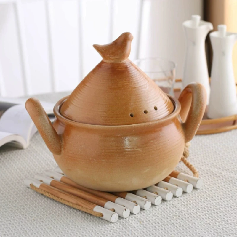 Moroccan Tagine Pots Lovely Bird Claypot for Cooking Gas Ceramics Tajine Cooking Pots Cookware, High Temperature Rice Casseroles