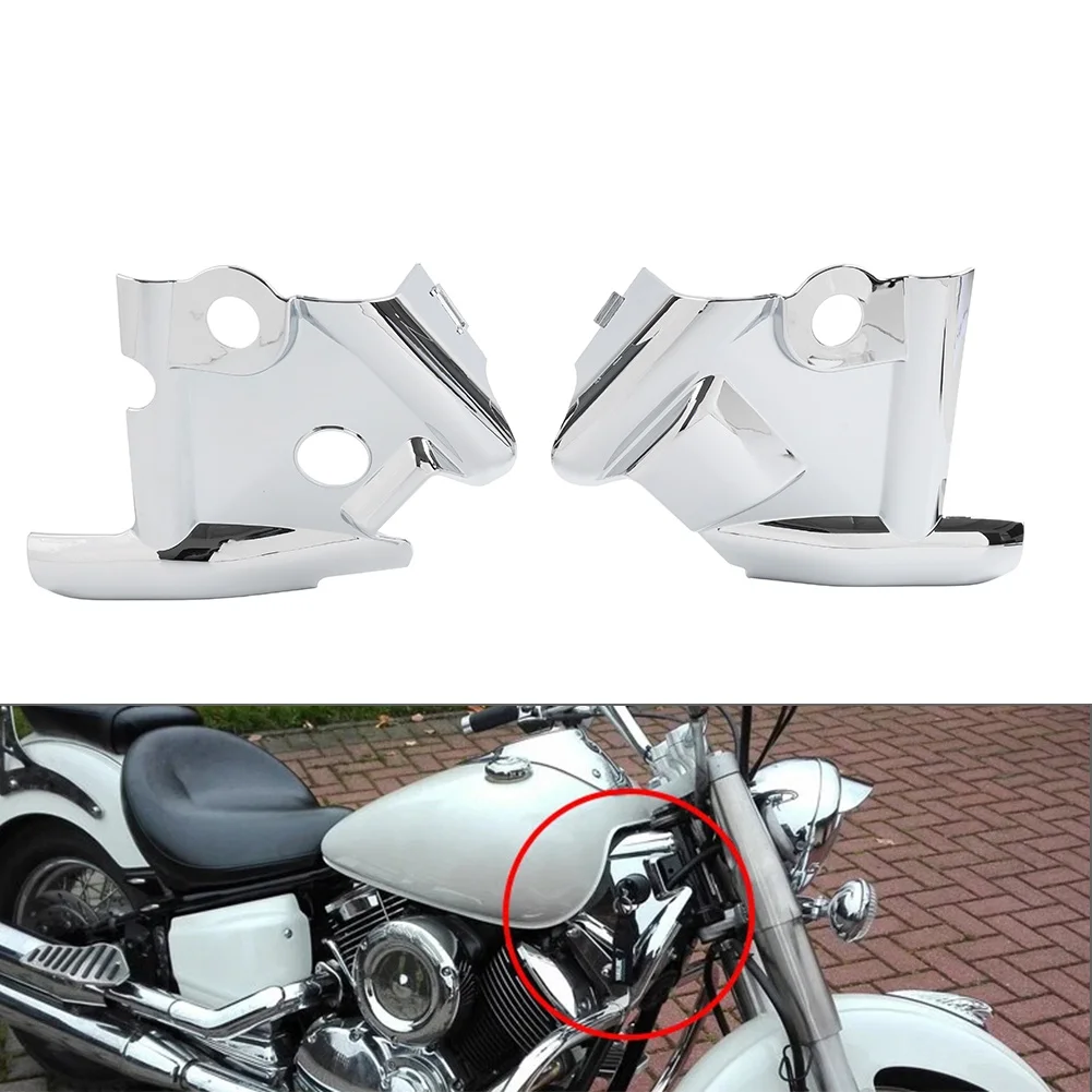 2Pcs Motorcycle Front Fork Upper Frame Neck Cover Protector ABS Chrome For Yamaha VStar 1100 XVS1100 1999-2011