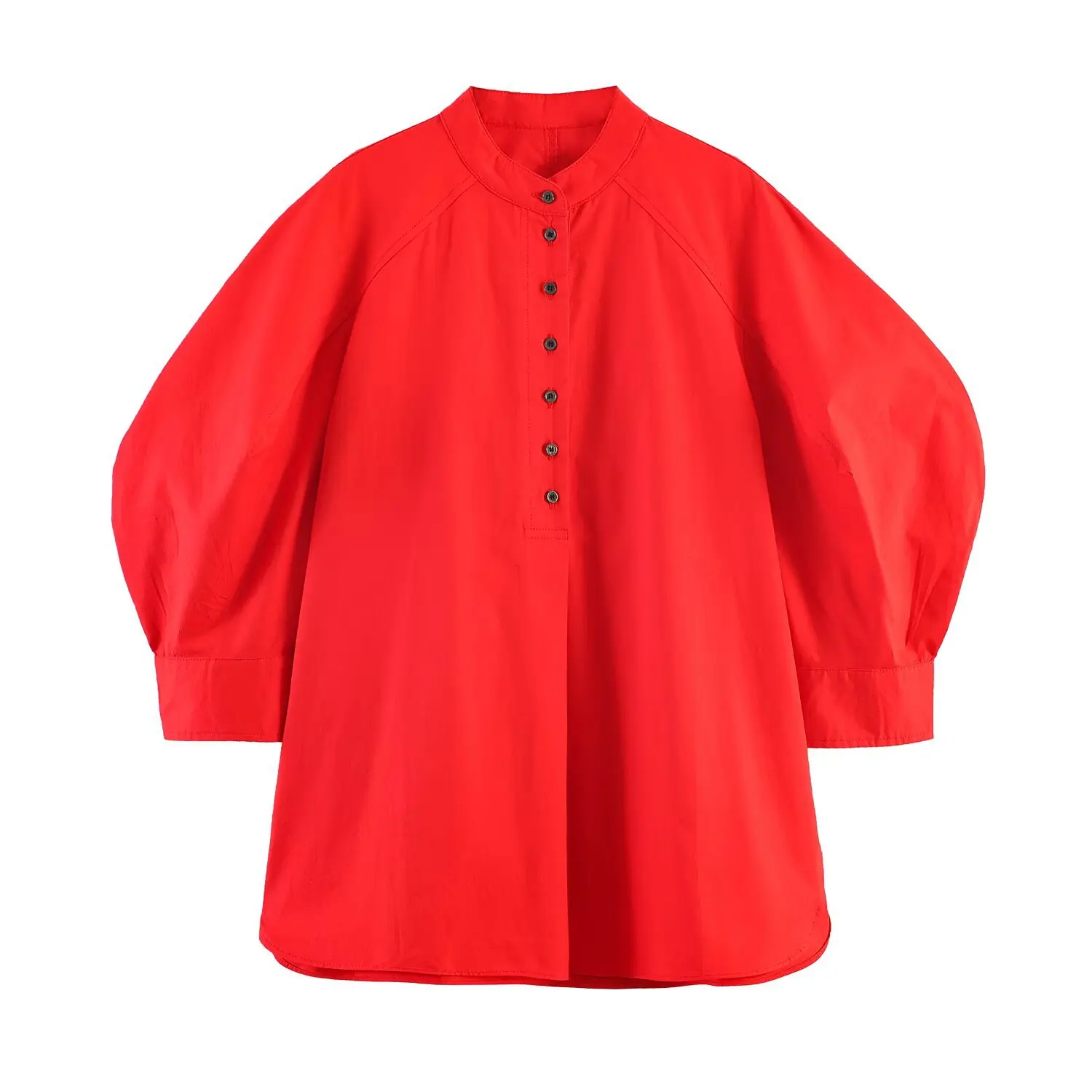 Withered Bubble Sleeve Shirt, Poplin Flute Skirt Sets New Two Piece Set Women's Suit Ropa Mujer